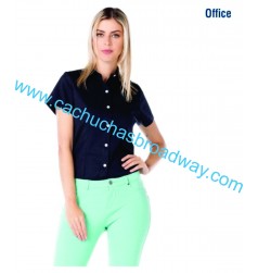 D0606 Camisa de Gabardina Manga Corta con Silueta para Dama